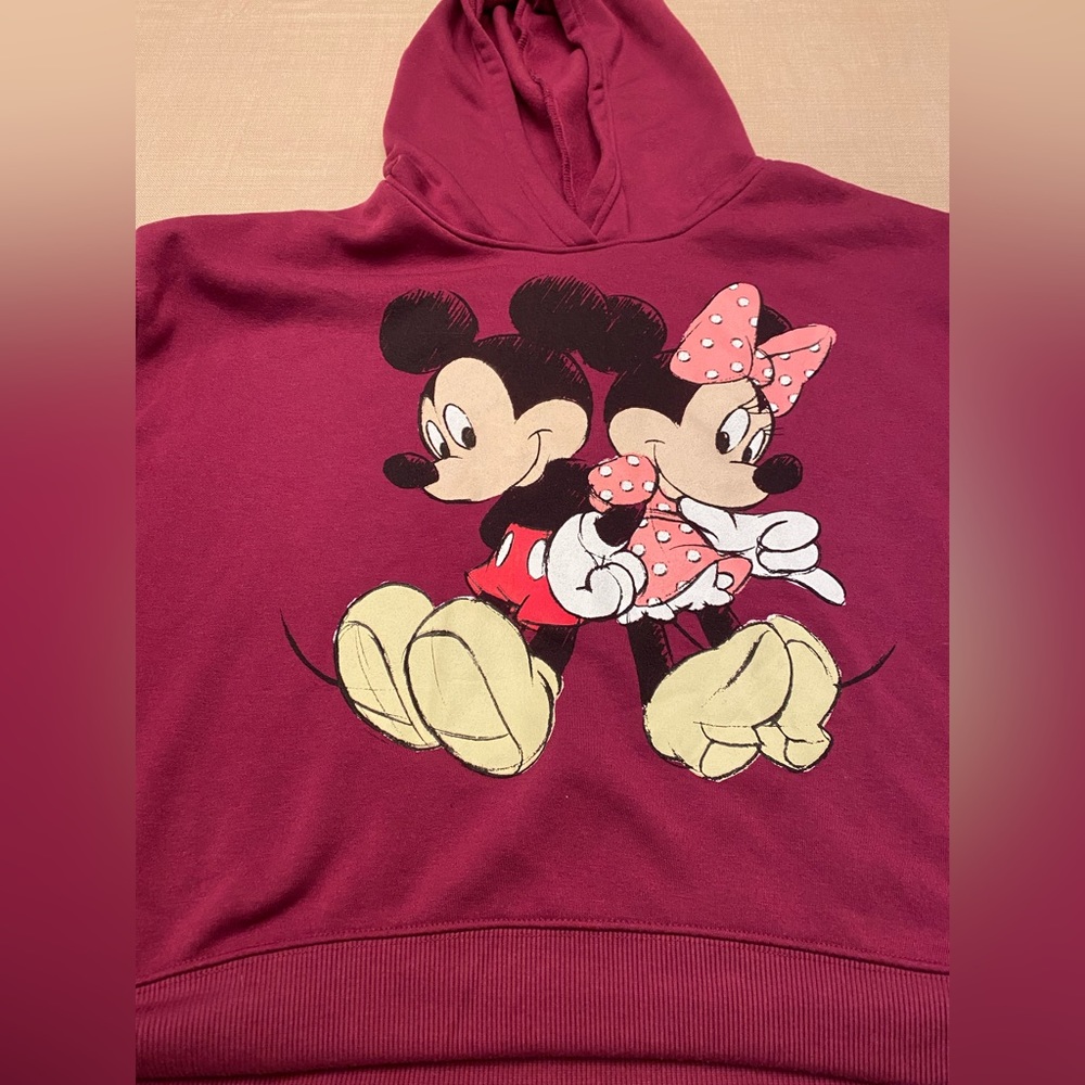 Disney Minnie & Mickey Hoodie / HoodedSweatshirt. Size 1X. Dark Pink/ Fuchsia